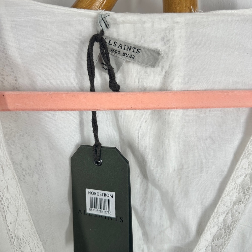 NWT Allsaints White Eyelet Boho Top sz 0 - Picture 8 of 10